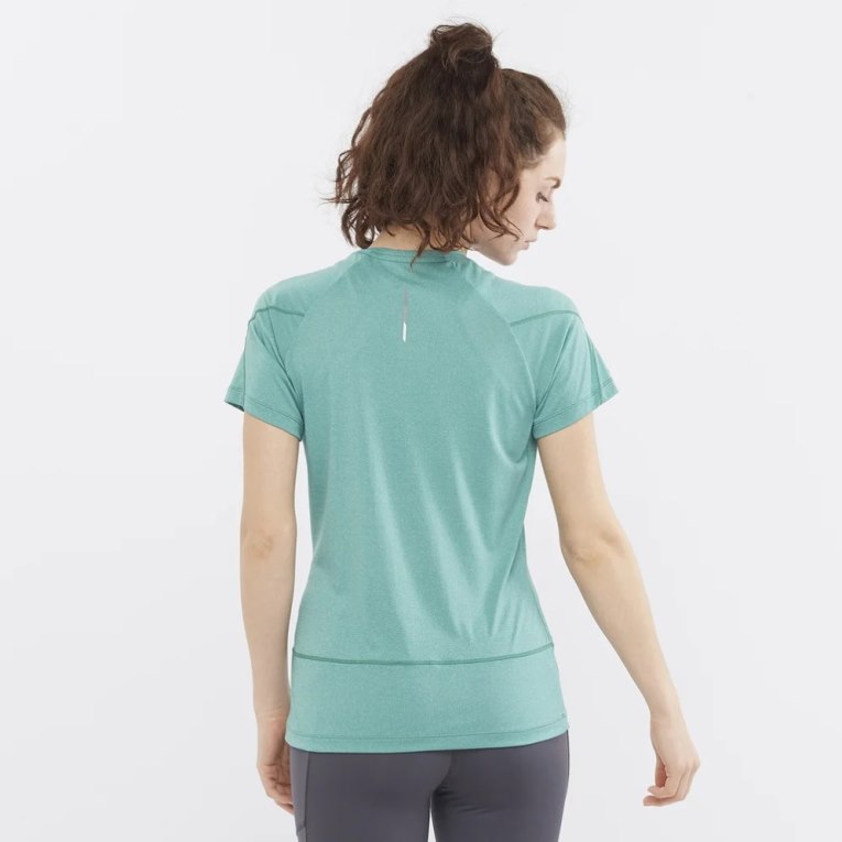 Salomon Cross Run Short Sleeve Women's T-Shirts Turquoise | CA 49W52